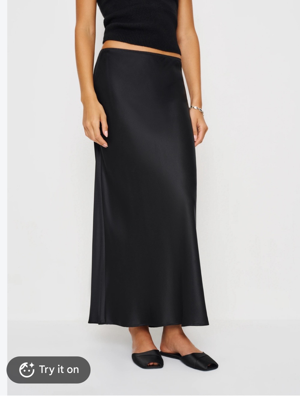 Aritzia Babaton Black Satin Maxi Slip Skirt